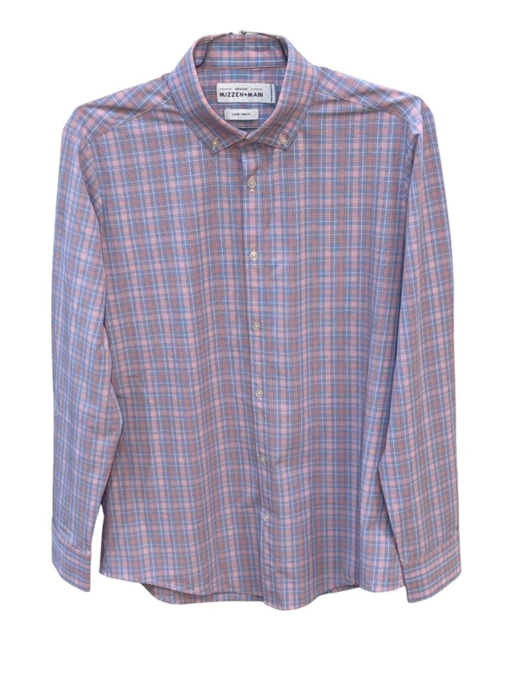 Mizzen+Main Leeward Large Trim Fit Long Sleeve Dress Shirt Performance Plaid